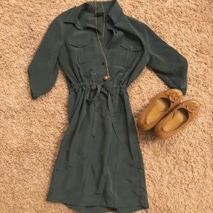 Beautiful blue silk dress with drawstring. XS